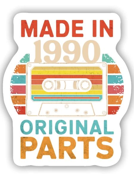 1990 Geburtstag Original 90er 80er Kassettenband Retro - Sticker Größe S (10 x 10 cm) - Mattweiß - Vorne