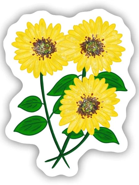 Sonnenblumen - Sticker Größe S (10 x 10 cm) - Mattweiß - Vorne