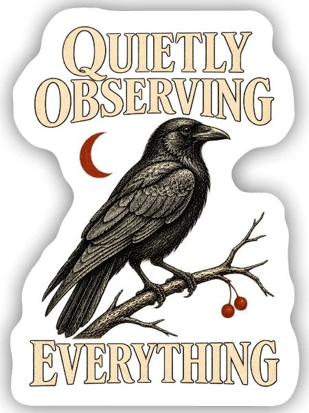 Quietly Observing Krähe Vögel - Sticker Größe S (10 x 10 cm) - Mattweiß - Vorne