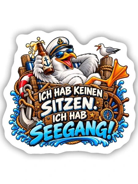 Ich hab Seegang Cartoon - Sticker Größe S (10 x 10 cm) - Mattweiß - Vorne