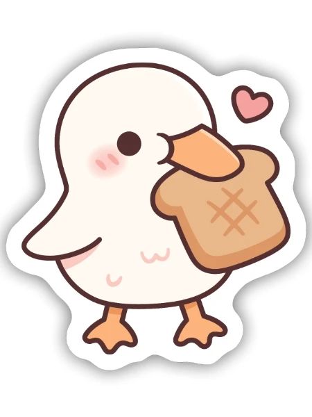 Süße Ente liebt Brot-Toast - Sticker Größe S (10 x 10 cm) - Mattweiß - Vorne