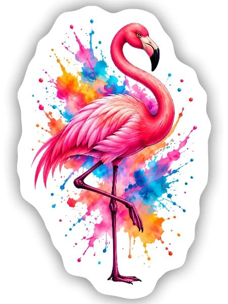 Niedlicher Flamingo Süße Flamingos - Sticker Größe S (10 x 10 cm) - Mattweiß - Vorne