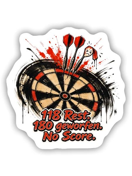 Dartspruch Rest Geworfen - Sticker Größe S (10 x 10 cm) - Mattweiß - Vorne