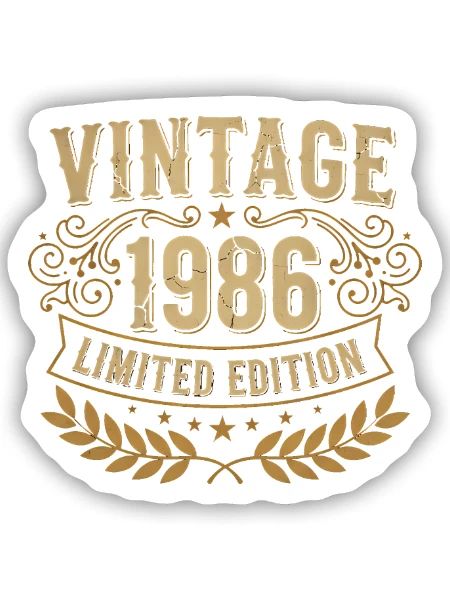 Vintage 1986 Limited Edition - Sticker Größe S (10 x 10 cm) - Mattweiß - Vorne