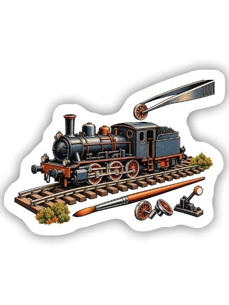 Dampflok im Modellbau - Sticker Größe S (10 x 10 cm) - Mattweiß - Vorne