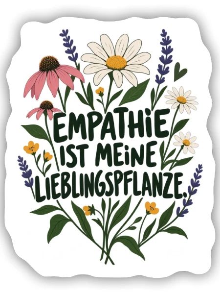 Empathie ist meine Lieblingspflanze Anti Hass - Sticker Größe S (10 x 10 cm) - Mattweiß - Vorne