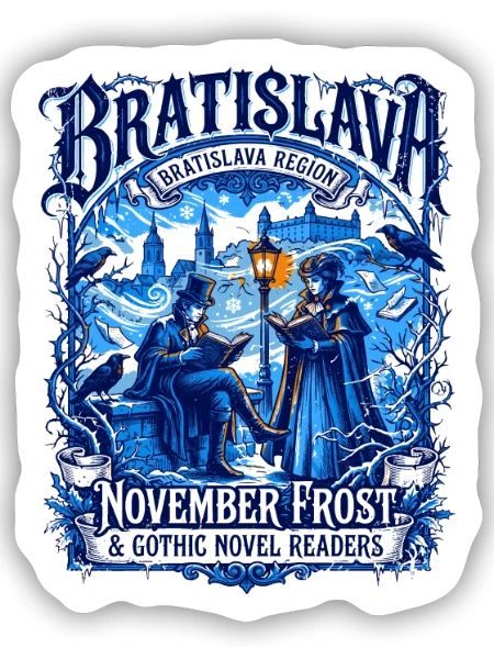 Bratislava November Frost Gothic Novel Readers - Sticker Größe S (10 x 10 cm) - Mattweiß - Vorne