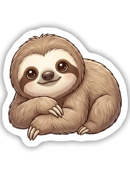 Faultier - Sticker Größe S (10 x 10 cm) - Mattweiß - Vorne