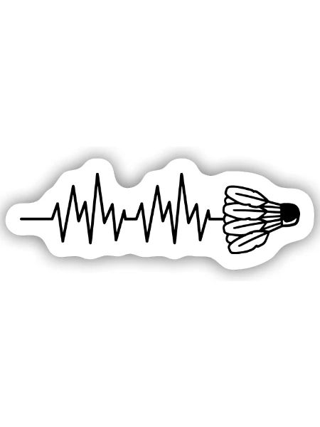 Badminton Herzschlag - Sticker Größe S (10 x 10 cm) - Mattweiß - Vorne