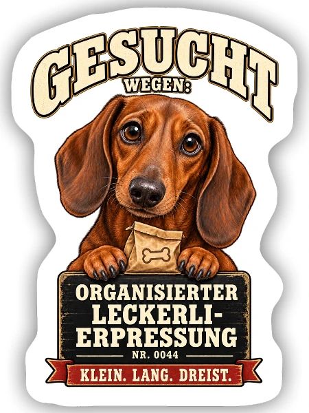Liebevolles und humorvolles Dackel Design - Sticker Größe S (10 x 10 cm) - Mattweiß - Vorne