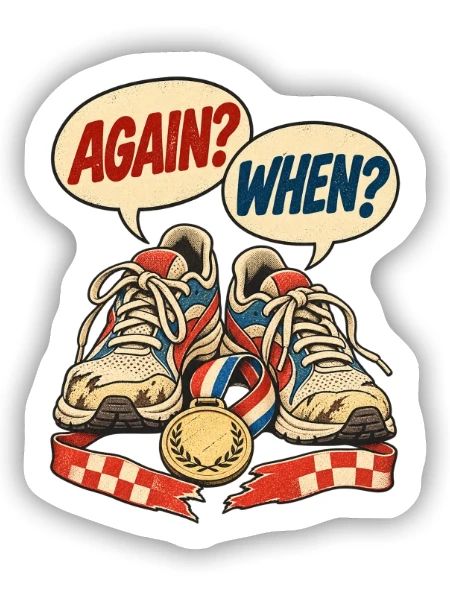 Wieder Marathonläufer, wenn er lustiger Humor nach dem Rennen ist - Sticker Größe S (10 x 10 cm) - Mattweiß - Vorne