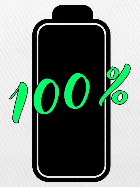 Batterie hat 100% volle Energie