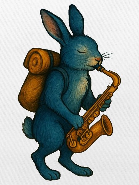 Blue Rabbit with Saxophone