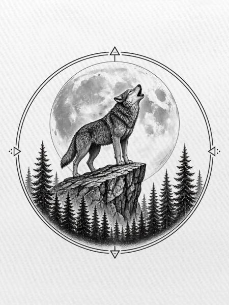 Wolf im Dunkelwald Emblem