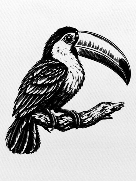 Tukan – Schwarz Weiß Vogelgravur