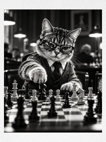 Katze Schachspieler Retro Design