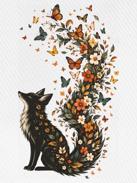 Blütenfuchs mit Schmetterlingsschweif
