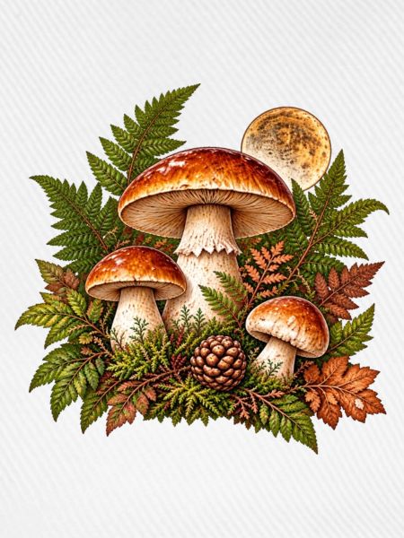 Waldpilze im Herbstlaub
