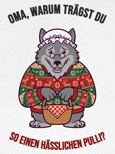Hässlicher Weihnachtspullover – Wolf & Oma