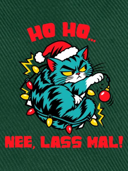 Santa-Katze mit Lichterkette