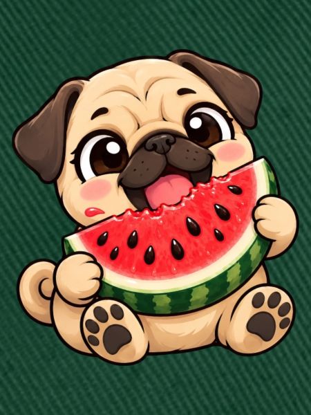 Mops Chibi Kawaii Cartoon Freude