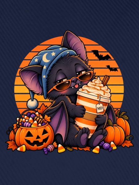 Halloween Fledermaus-Arzt mit Kaffee