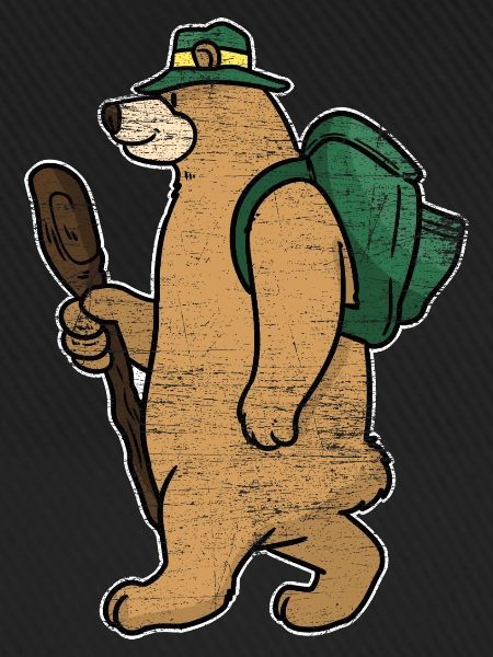 Abenteuerlustiger Backpacker Bär