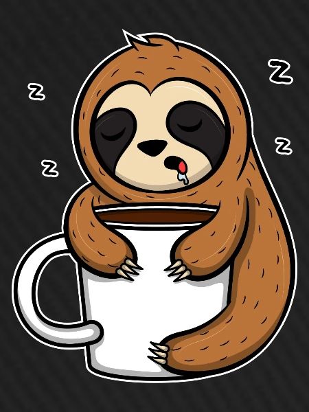 Schlafendes Faultier mit Kaffeetasse Kafee Kaffe