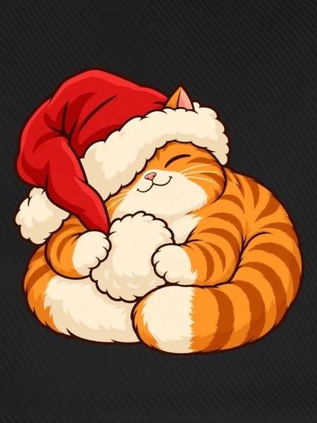 Weihnachten - Schlafendes Weihnachtskätzchen