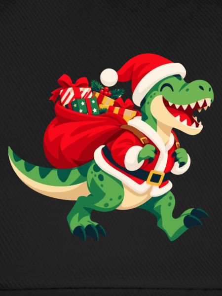 Weihnachtsdinosaurier mit Geschenkesack 