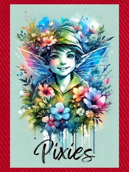 Pixie - Pixies - Blumen, Aquarell und Fee
