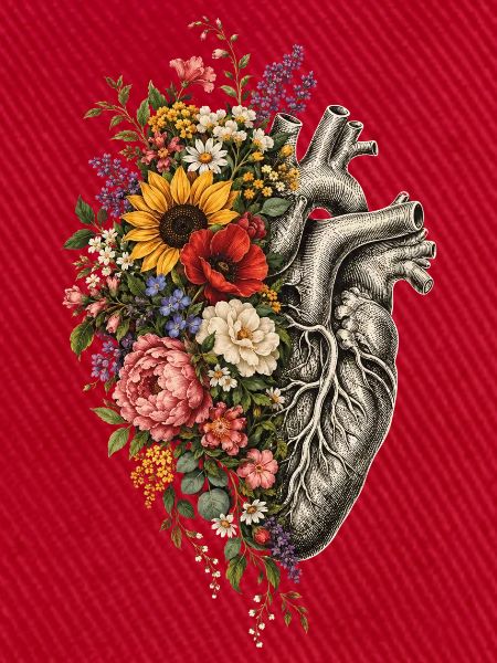 Blütenherz: Florales Anatomie-Design