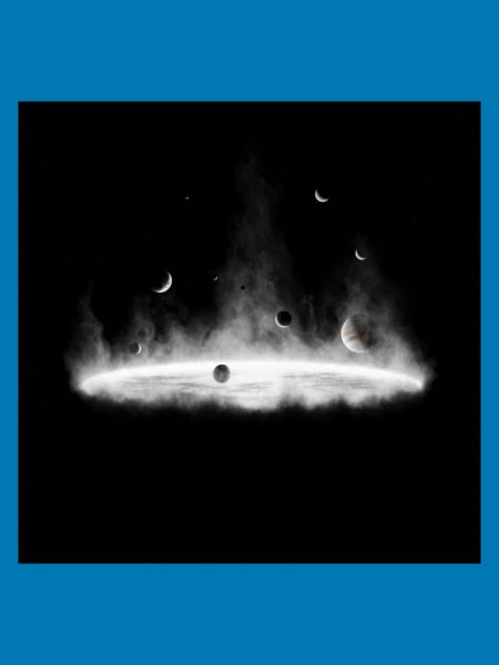 Nebulae Feuer-Silhouette auf Dunkelgrau