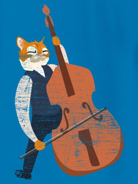 Schwingender Kontrabass Jazzkatze