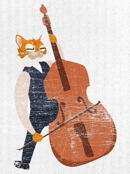 Schwingender Kontrabass Jazzkatze