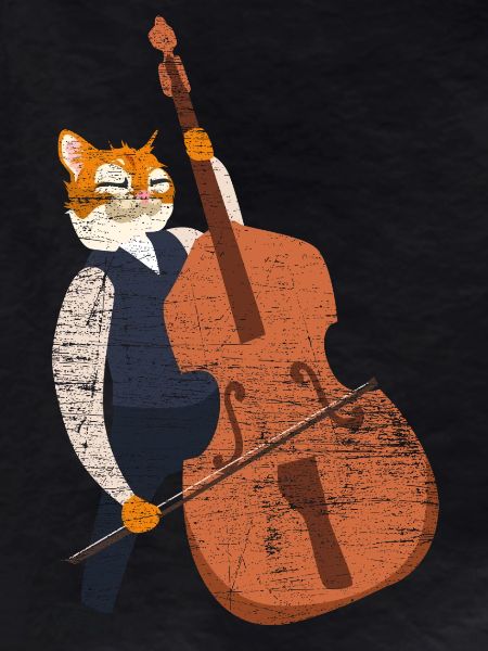 Schwingender Kontrabass Jazzkatze