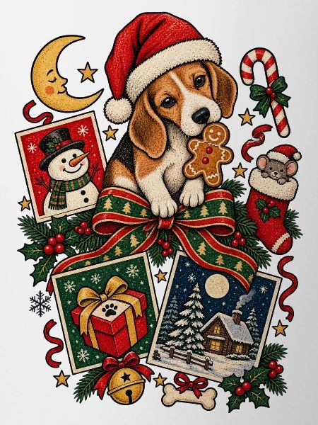 Weihnachts-Beagle-Welpendesign – Festlicher Hund