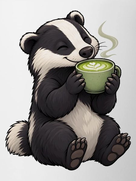 Dachs mit Matcha Latte