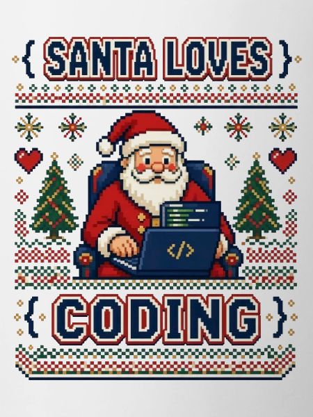 Santa Loves Coding – Pixel Ugly Sweater Look