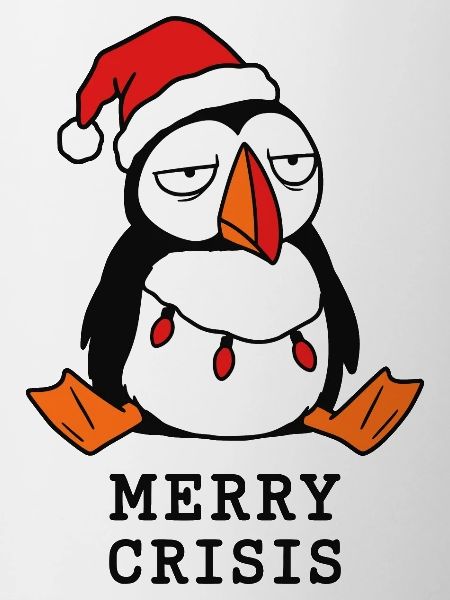 Fröhliche Weihnachtskrise Meme Lustiger Papageientaucher