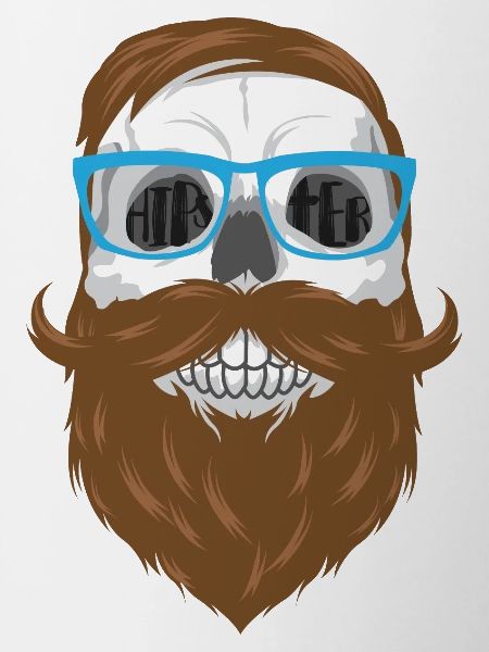 Hipster Totenkopf - Skull mit Bart und Brille