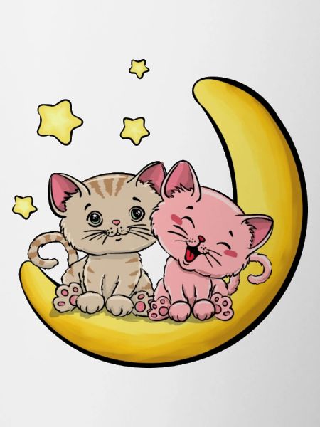Zwei Kätzchen auf dem Mond - Katzenliebe