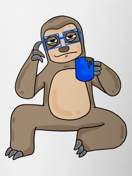 Sloth with glasses and coffee