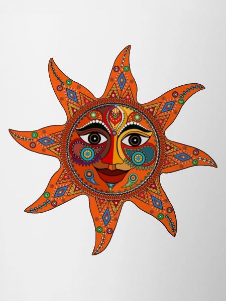 Sonnen Mandala - Buntes Gesicht im Boho Stil