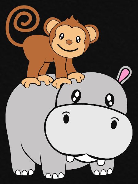 Nilpferd Affe Hippo