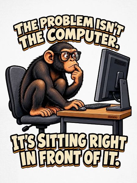 ODDROO – Computerproblem mit Nerd-Schimpanse