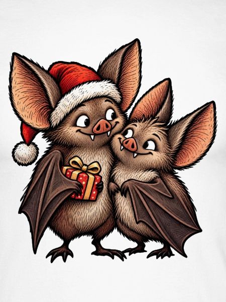 Weihnachtsfledermäuse mit Weihnachtsgeschenk