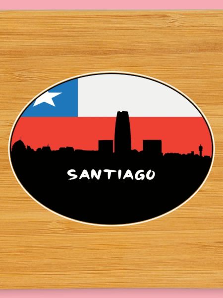 Santiago-Chile-Flaggen-Skyline-Schattenbild-Reise