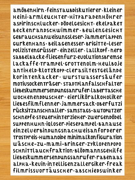 Plakat der Schimpfwörter