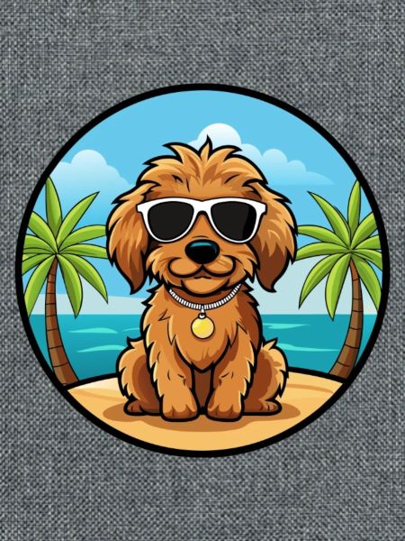 Cockapoo Hunderasse Cartoon Sonnenbrille Strand